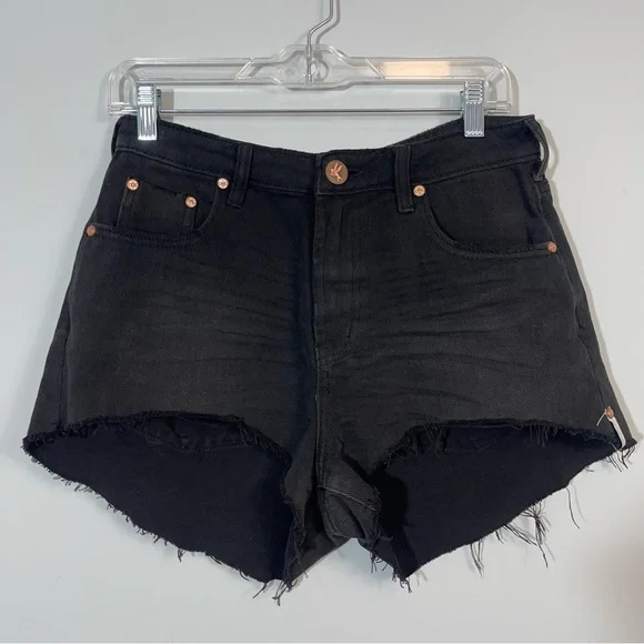 ONE TEASPOON TRUCKERS MID WAIST RELAXED DENIM JEAN SHORTS IN PURE BLACK SIZE 27 - Picture 5 of 16